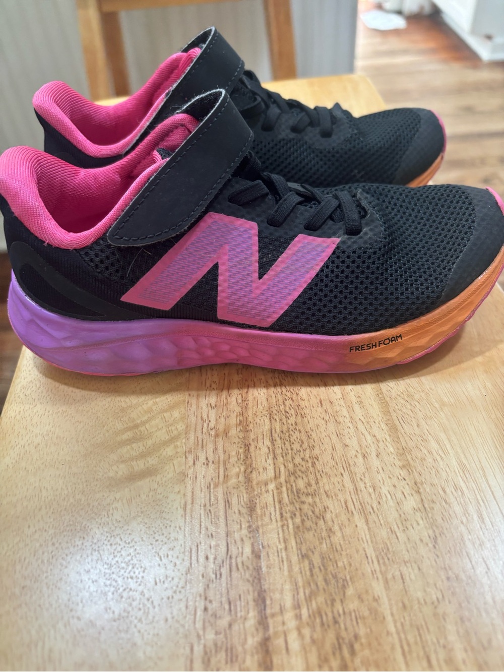New Balance Kids Black with Pink and Purple Gradient Fresh Foam Sneakers